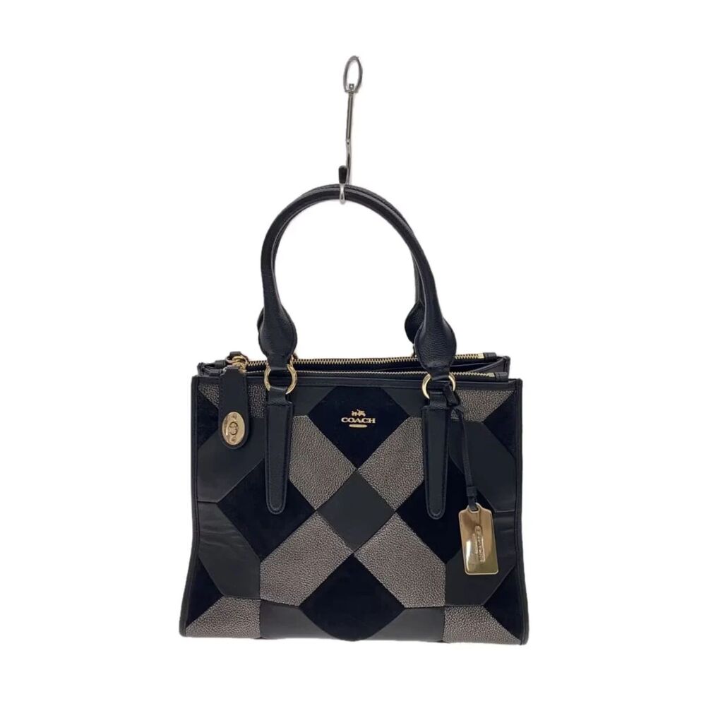 Coach Crosby Carryall Patchwork Leather Suede Satchel Black Silver G1573 36531